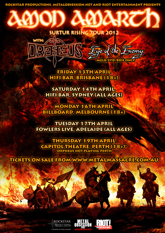 Amon Amarth Surtur Rising Australian Tour 2012