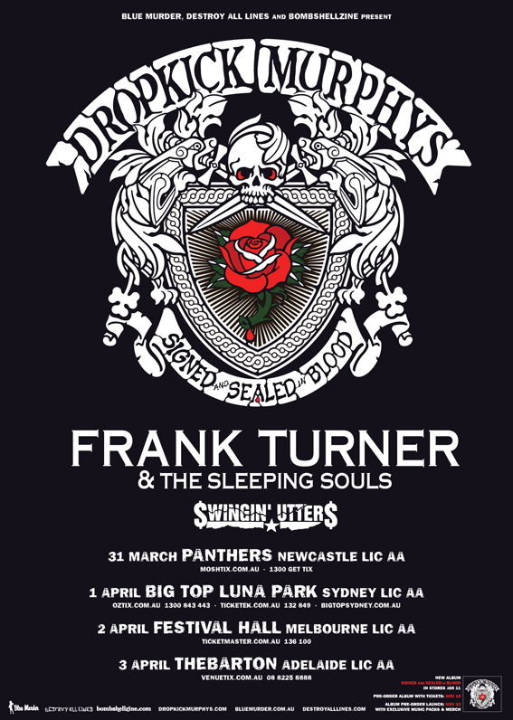 Dropkick Murphys, Frank Turner & Swingin’ Utters – The Big Top, Sydney – April 1, 2013