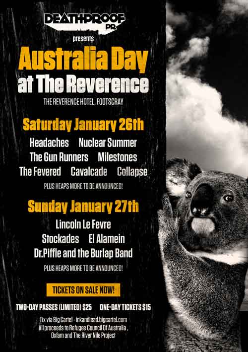 Australia Day weekend fundraiser at The Reverence Hotel in Melbourne!