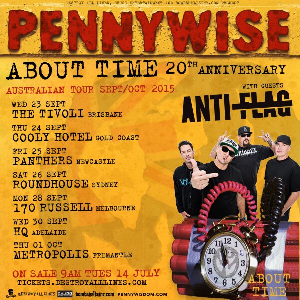 PENNYWISE Announce About Time 20th Anniversary Australian Tour – with guests Anti-Flag.