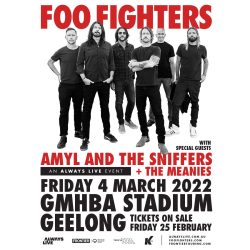 FOO FIGHTERS one night only! Performing at GMHBA Stadium, Geelong – Friday 4 March 2022