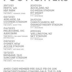 FOO FIGHTERS announce Australia & New Zealand stadium tour | AU Nov/Dec 2023 + NZ Jan 2024